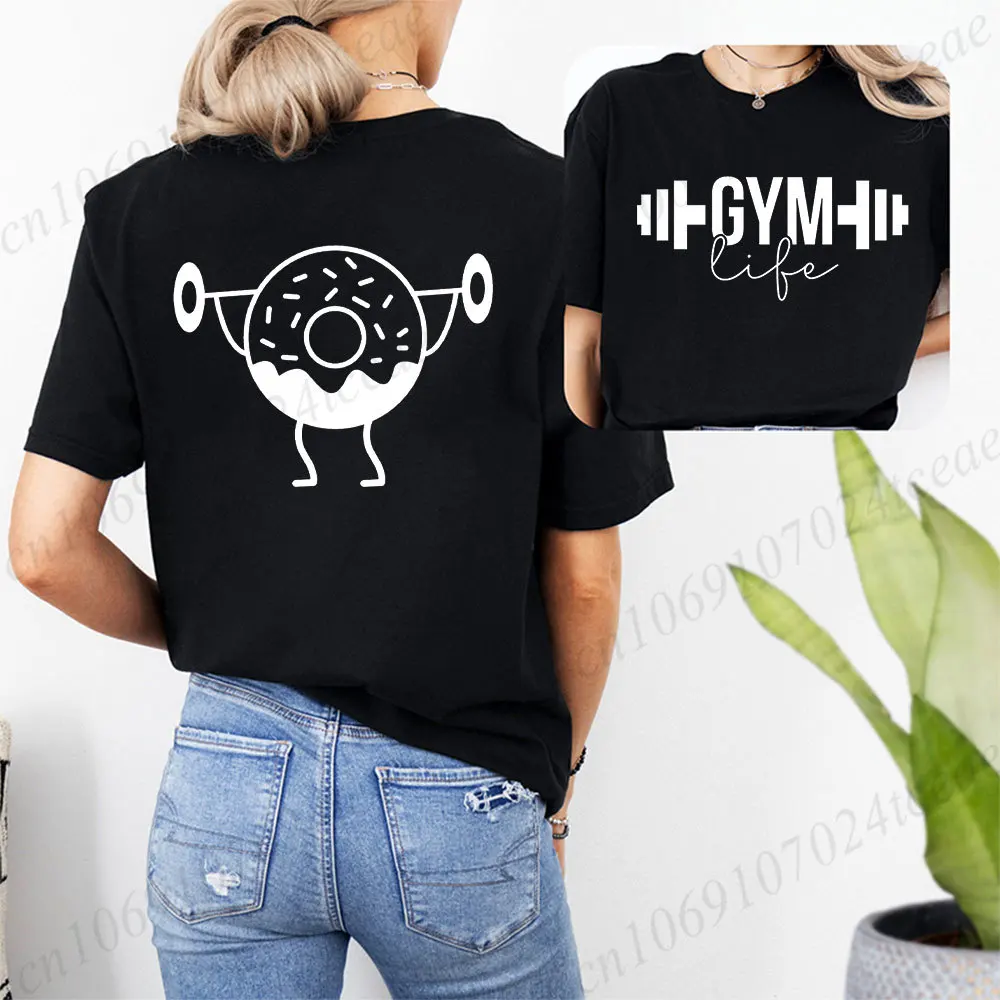 Funny Gym Life T-Shirts for Women Workout Summer Short Sleeve Tees Motivational Positive Tees Cute Exercise Fitness Tops