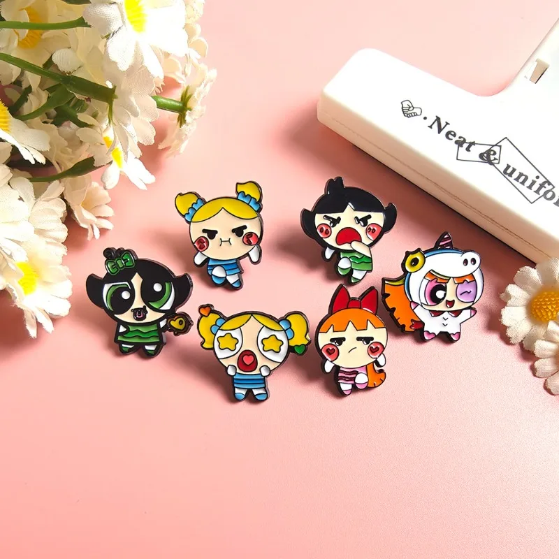 Cartoon Animation Flying Little Policewoman Brooch Cute Flower Hair Bubble Personality Badge anime Animation Pin Gift for Friend view 2