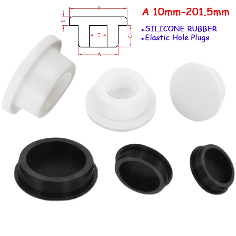 Black/White Silicone Rubber Elastic Hole Plug Cap Plug T-shaped Foot Pad A 10mm-201.5mm HIGH TEMP Sealing Plugs