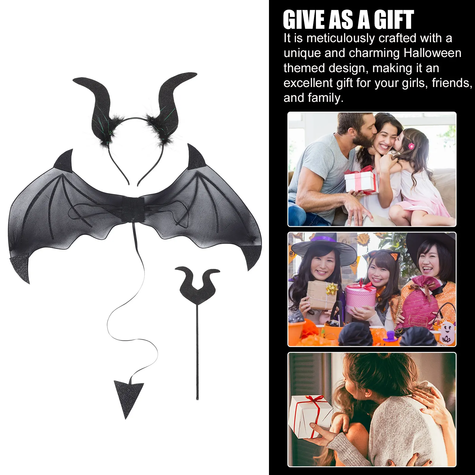 

1 set 1 Set Chic Halloween Accessory Set Black Costume Lightweight Cosplay Supplies Party Photo Props Festival