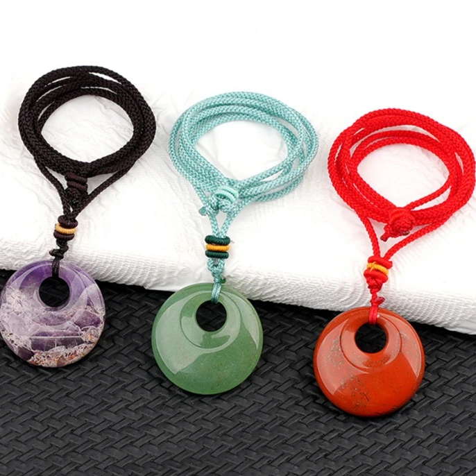 

6pcs/lot 30mm Side-Hole Peace Buckle Pendant Natural Crystal Agate Princess Button Necklace Large Hole New Arrival Hot Sale