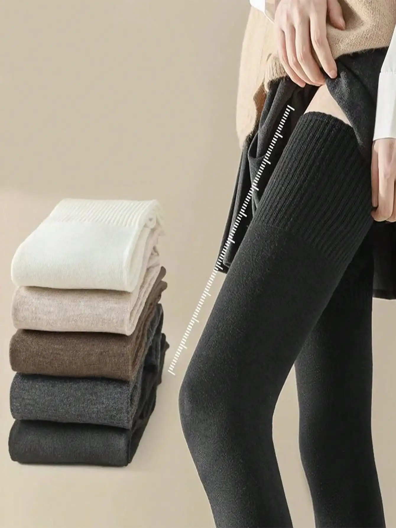 

Женские удлиненные чулки до бедра, ребристый трикотаж, нескользящие, уютные зимние чулки для школьной формы и сапог