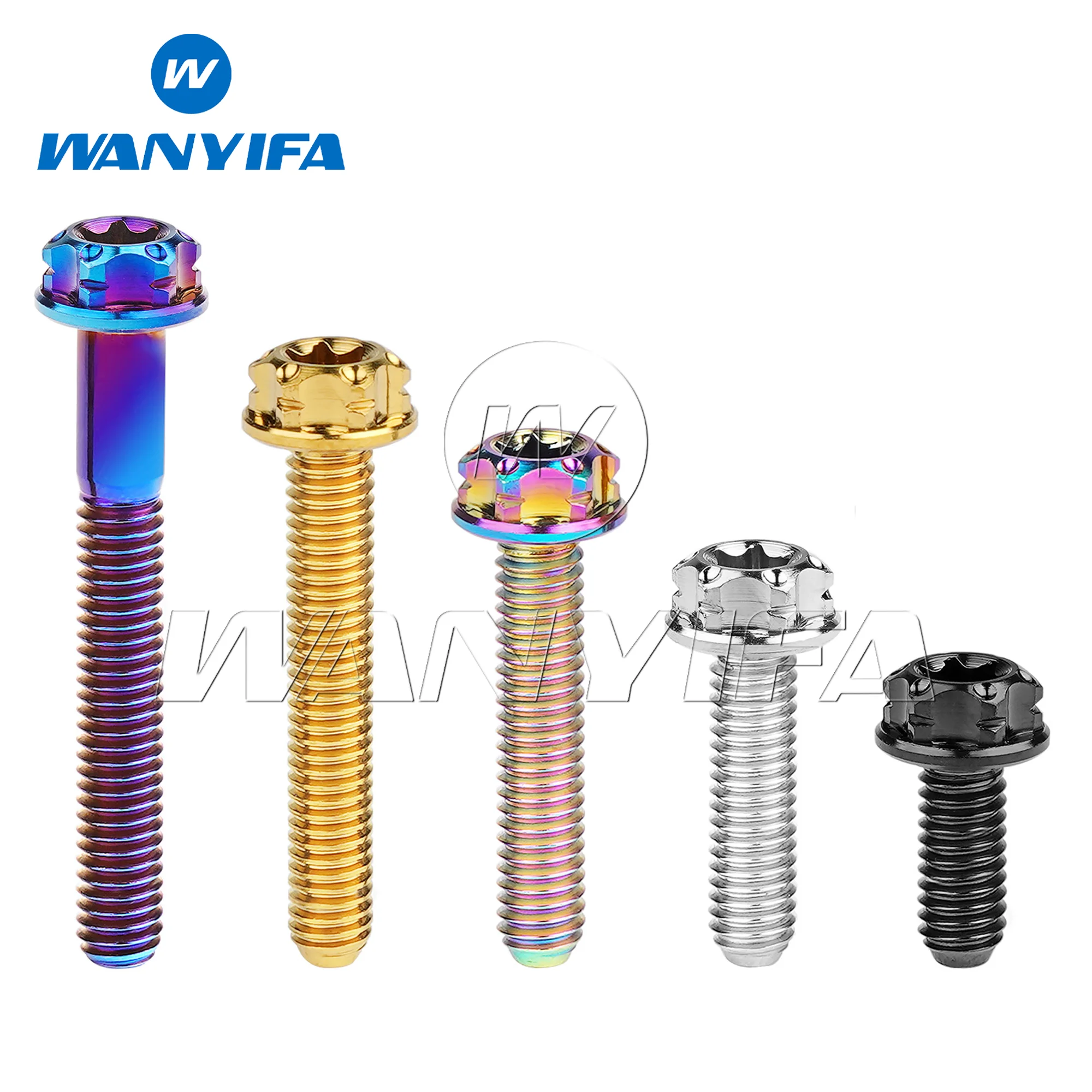 Wanyifa Titanium Bolts M4x10/15/20/25/30mm with Marked Small Flange Head for Retrofitting Motorcycle And Bicycle Parts