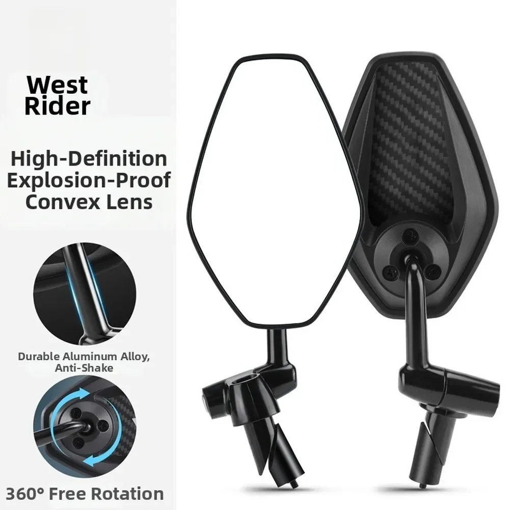 Bicycle Rearview Mirror With 360 Degree Adjustable Anti Glare Convex Lens Shockproof Design For Daily Cycling Safety