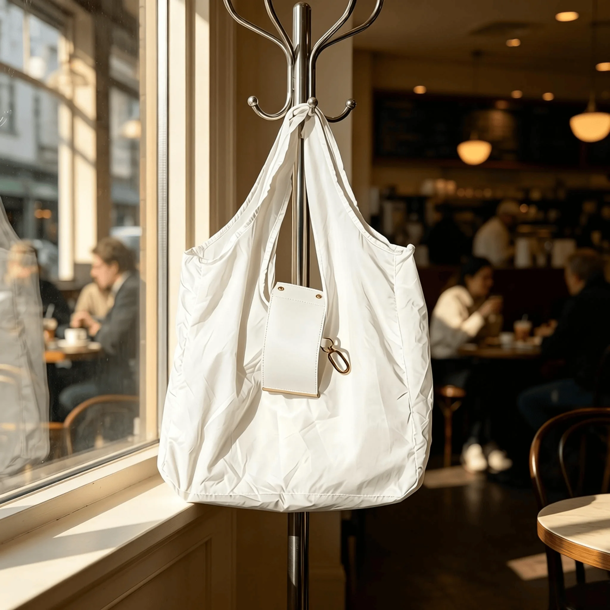 Faltbare Nylon-Tragetasche mit Schlüsselanhänger, Große Kapazität, Wiederverwendbare Einkaufstasche, Tragbare Schulterhandtasche für den täglichen Einkauf und Reisen – Detail 11