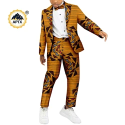 African Clothes for Kids Wedding Suits Bazin Africa Boys Outfits Children Patchwork Top Shirts and Pants 2 Pieces Sets Y224033