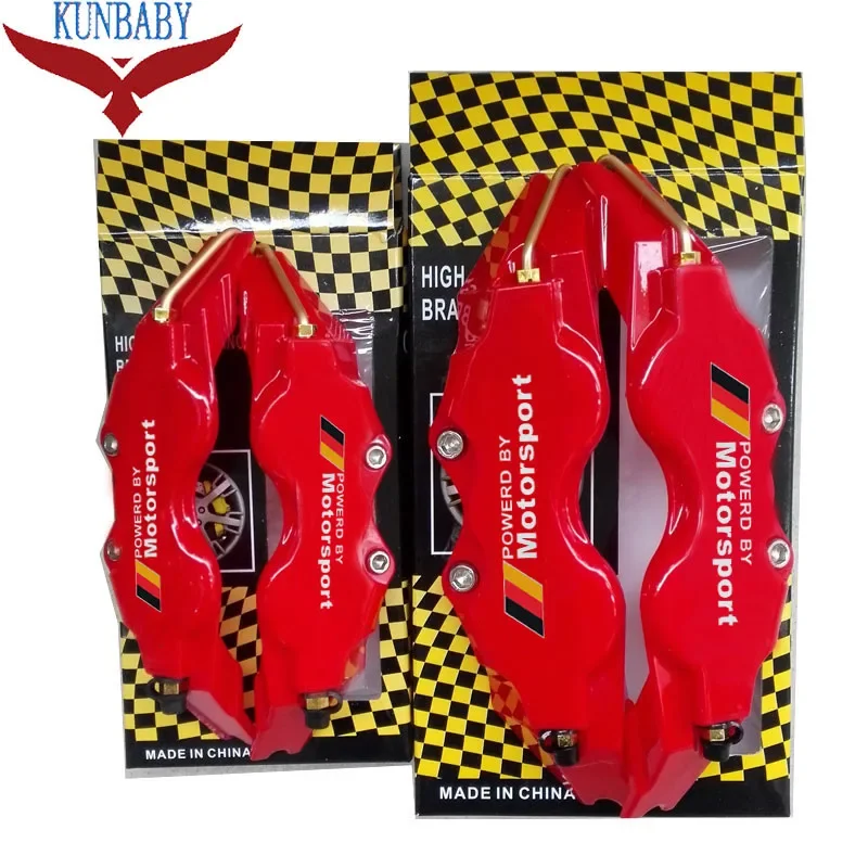 4 Pcs ABS Plastic Disc Brake Caliper Cover With Power Motor Sport Sticker Logo For Front Rear Car Styling