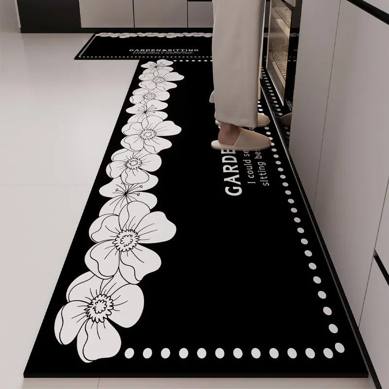 VIKAMA Nordic Kitchen Floor Mat, Water-Absorbing And Anti-Slip Bathroom, Laundry Room, Dining Room, Silica Mud Rug Home Decor