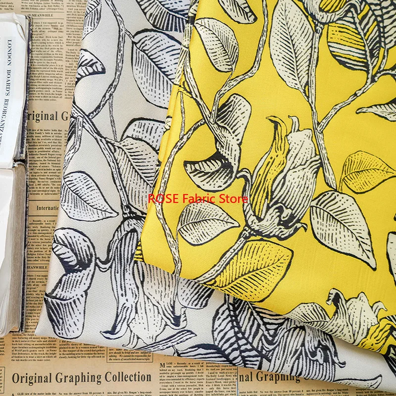 

1 meter Classic Flower Yarn Dyed Jacquard Fabric Women's Autumn Winter Pastoral Style Dress Bag Decorative Sewing Fabric