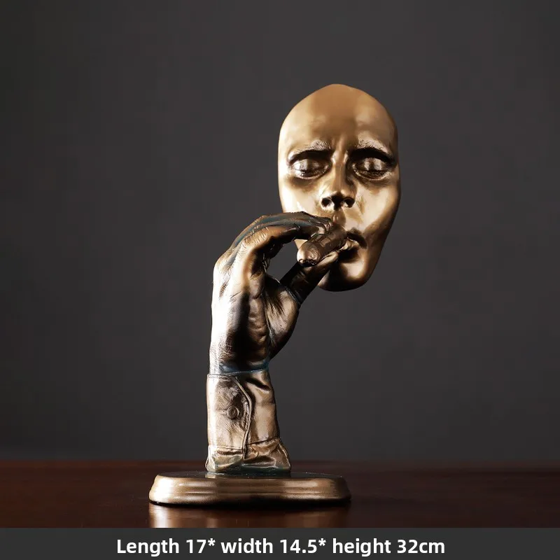 Vintage European Cigar Figurine,Stylish Bar Counter Decor,Abstract Smoker Art Piece,Resin Craft Opening Ceremony Gift