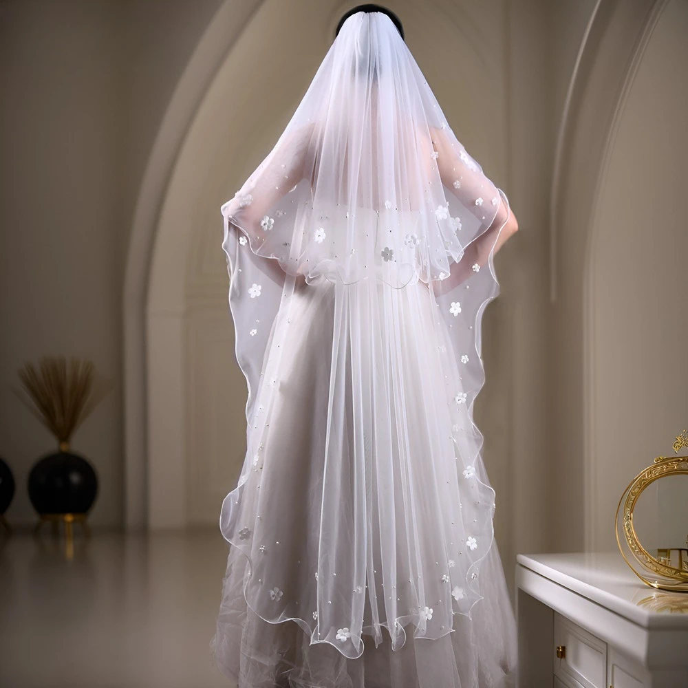 

Waltz Veil with Pencil Edge Wedding Veils Two Layer Soft Tulle Bridal Veil with Comb Wedding Accessories Marriage Party