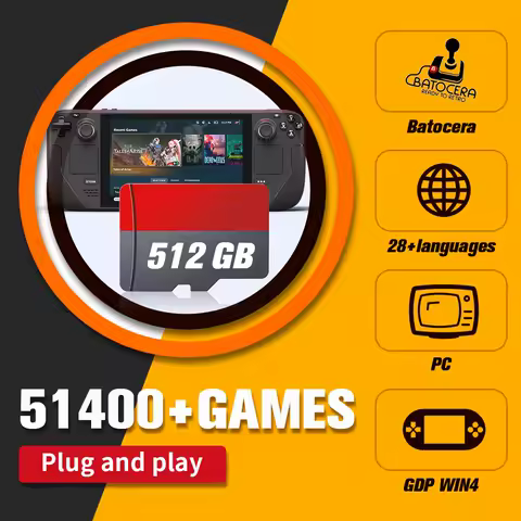Game Card for Steam Deck/Windows Handheld Latest Batocera 37 System Plug &amp; Play 51400+ Retro Games for PS3/PS2/PS1/PSP/MAME/N64