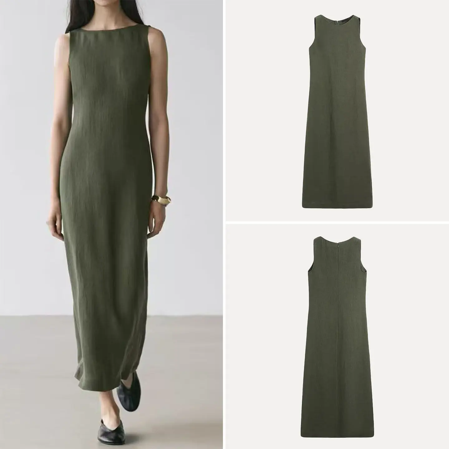 

Весна 2026: Женское повседневное платье миди без рукавов, удобное, простого кроя, прямое, цельное, с круглым вырезом, для ежедневной носки