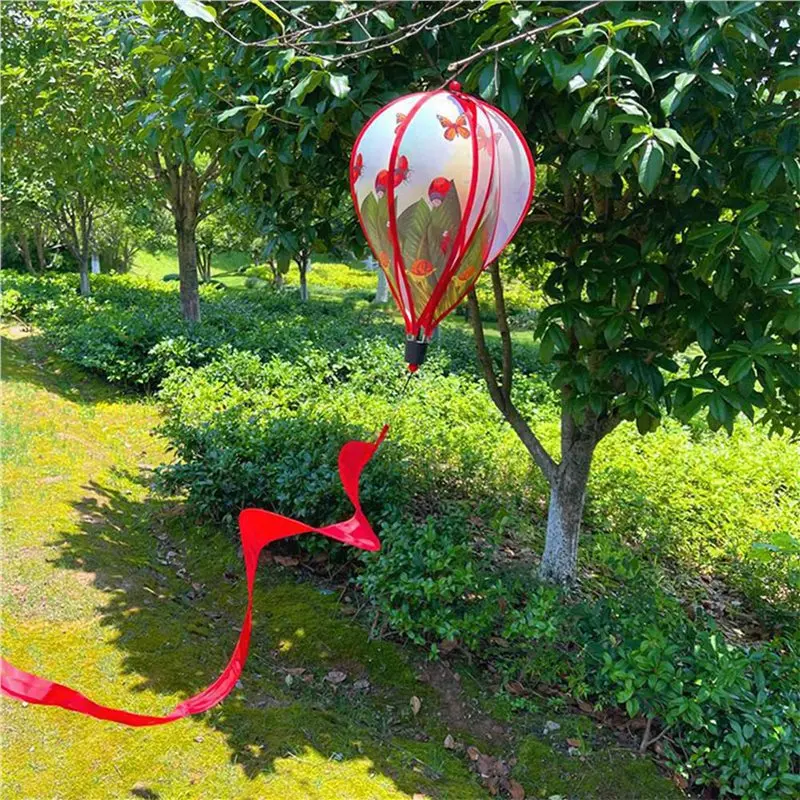 A96K-4X Garden Spring Hot Air Balloon Pendant Rotating Windmill Hanging Decoration B