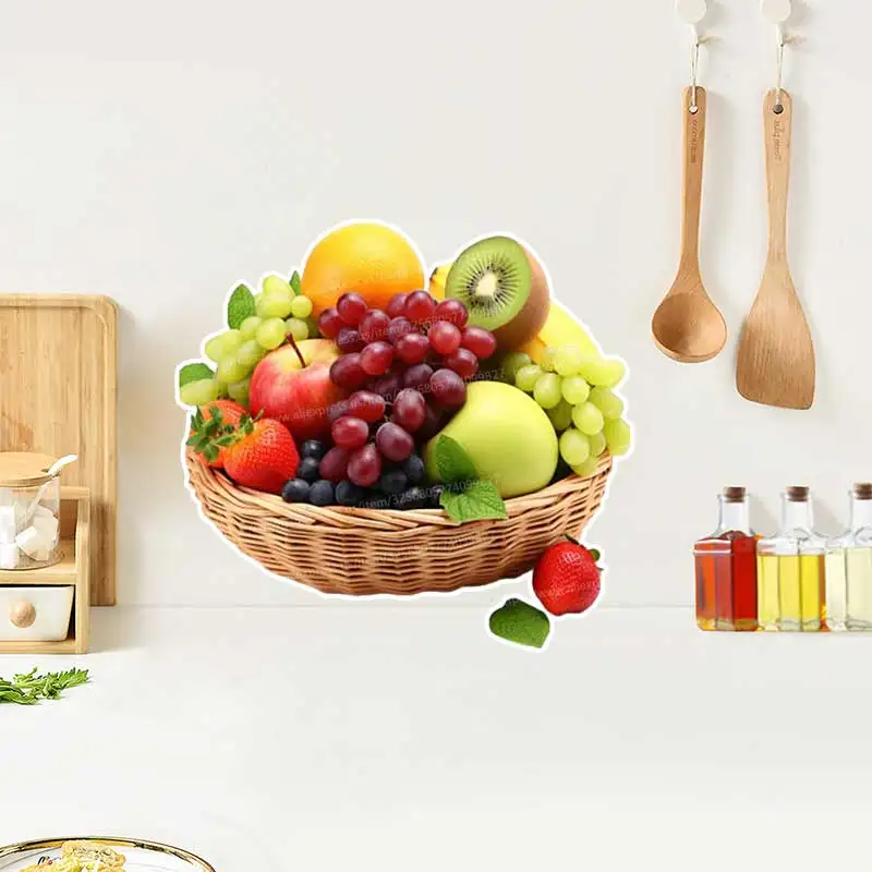 Vegetable and Fruit Basket Wall Stickers Kitchen Decoration Dining Room Living Room Refrigerator Home Decoration Decals S823