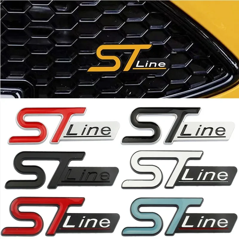 3D Metal ST Line Logo Car Front Grill Rear Trunk Emblem For Ford Kuga MK3 MK2 MK4 S Max Focus Puma Fiesta Sticker Accessories