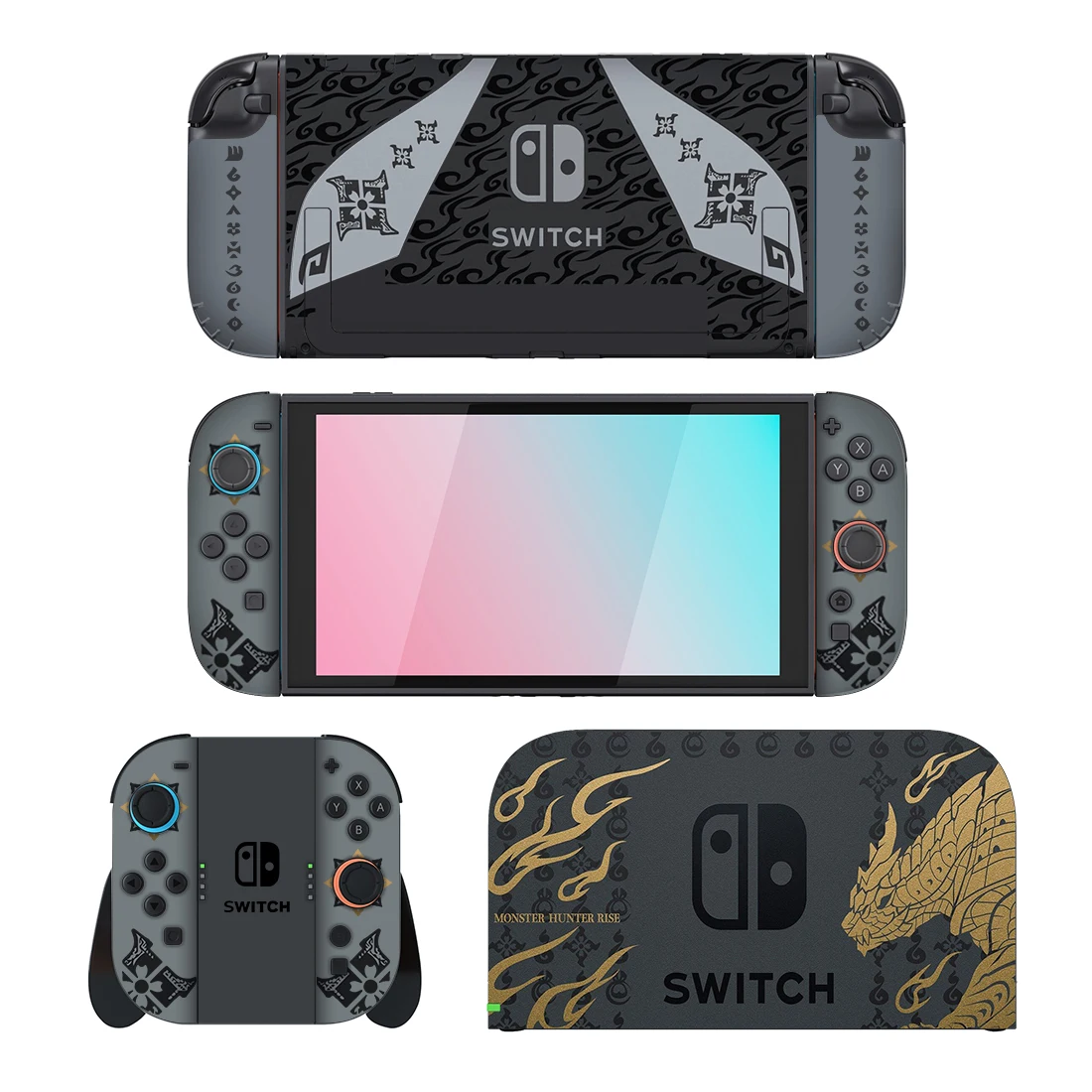 

Monster Hunter World Protector Sticker Skin for Nintendo Switch 2 Console Dock Charger Stand Holder Joy-con Controller Vinyl