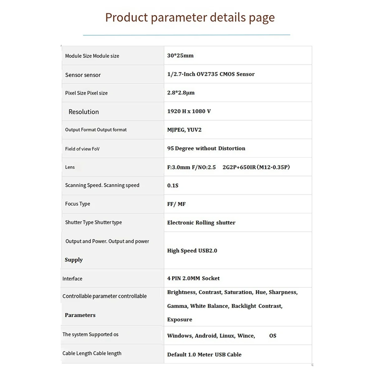 SVFE-g2MP HD 1080P OV2735 USB Camera Module FF 95° MJPEG, YUY2 Driver Free Plug-N-Play for Windows Android Linux Mac