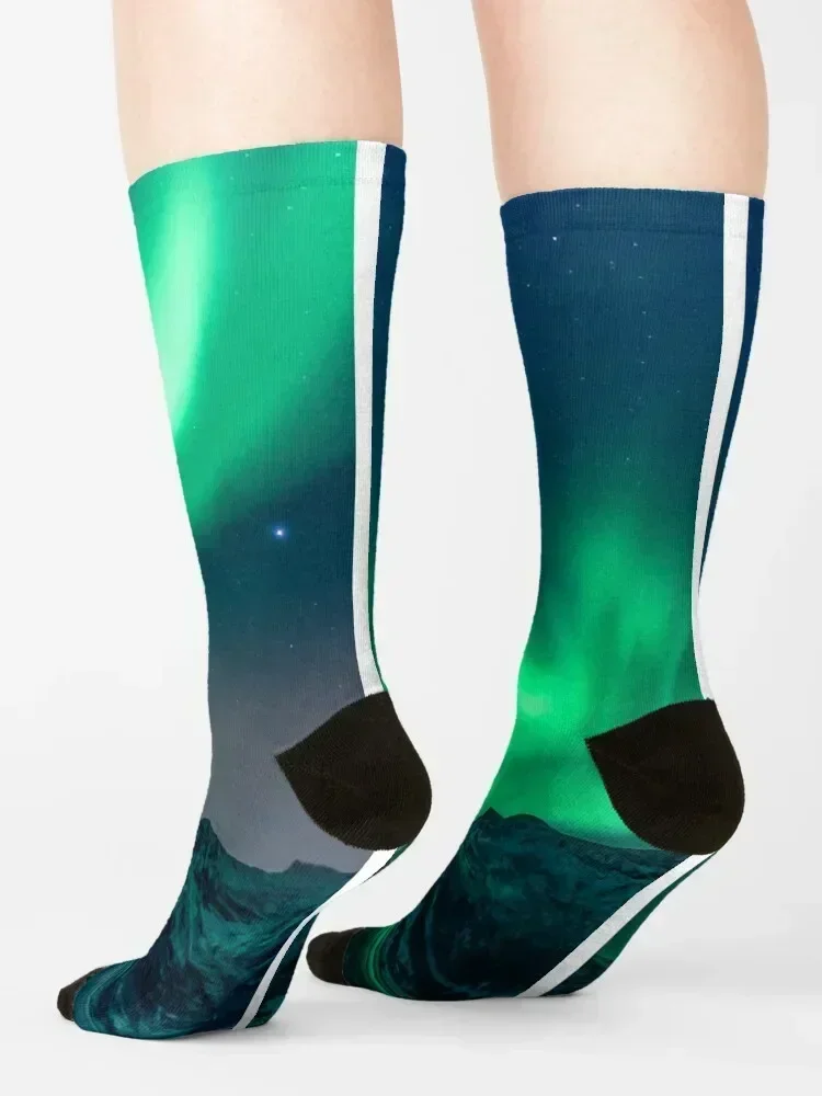 Aurora Borealis (Northern Lights) Socks set Novelties Non-slip moving stockings Ladies Socks Men's
