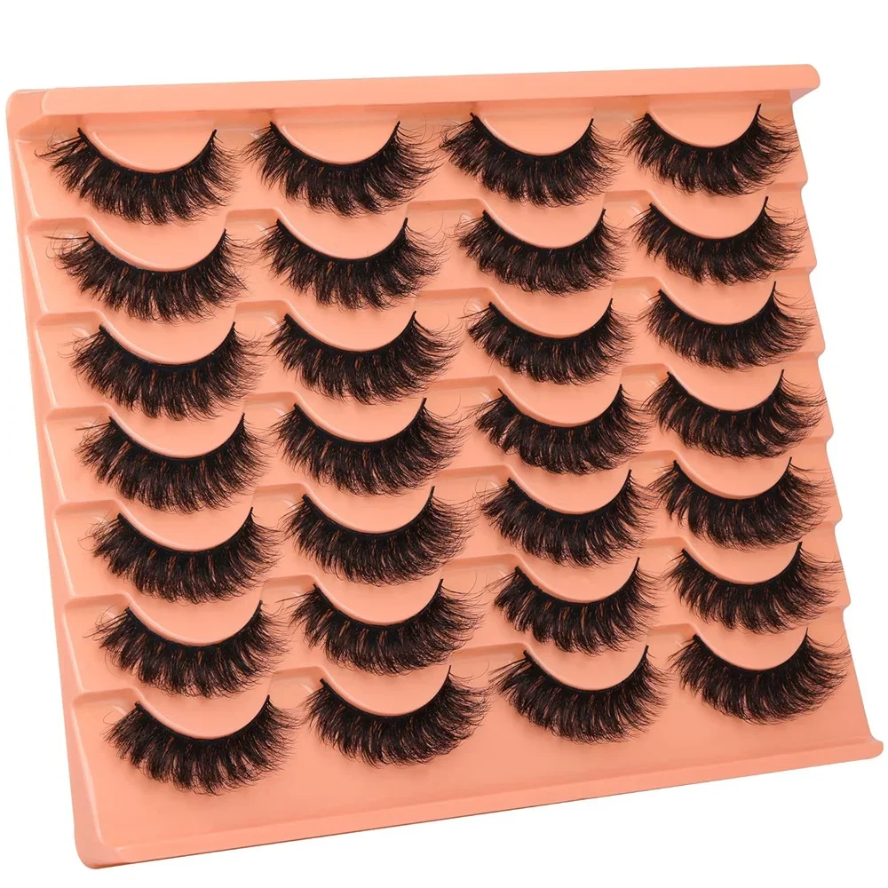 14 Pairs Natural Look False Eyelashes Thick Fluffy Faux Mink Lashes Pack Cat Eye Lashes That Look Like Extensions Black
