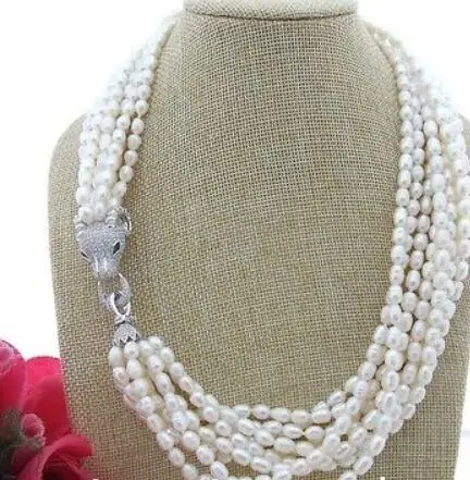 

19'' 9Strands White Rice Pearl Necklace