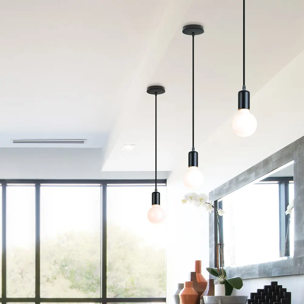 Modern LED Wood Ceiling Pendant Light Vintage Retro Loft Hanging Lamp Holder Suspension for Home Living Room Kitchen Decor E27