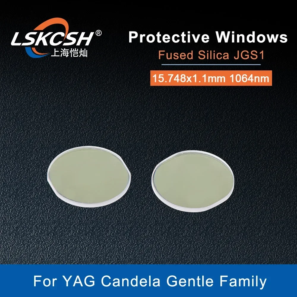 LSKCSH 100pcs/Lot YAG Laser Protective Windows Cover slides Mirrors  15.748x1.1mm 75/1064nm Fused Silica Quartz  Candela Gentle