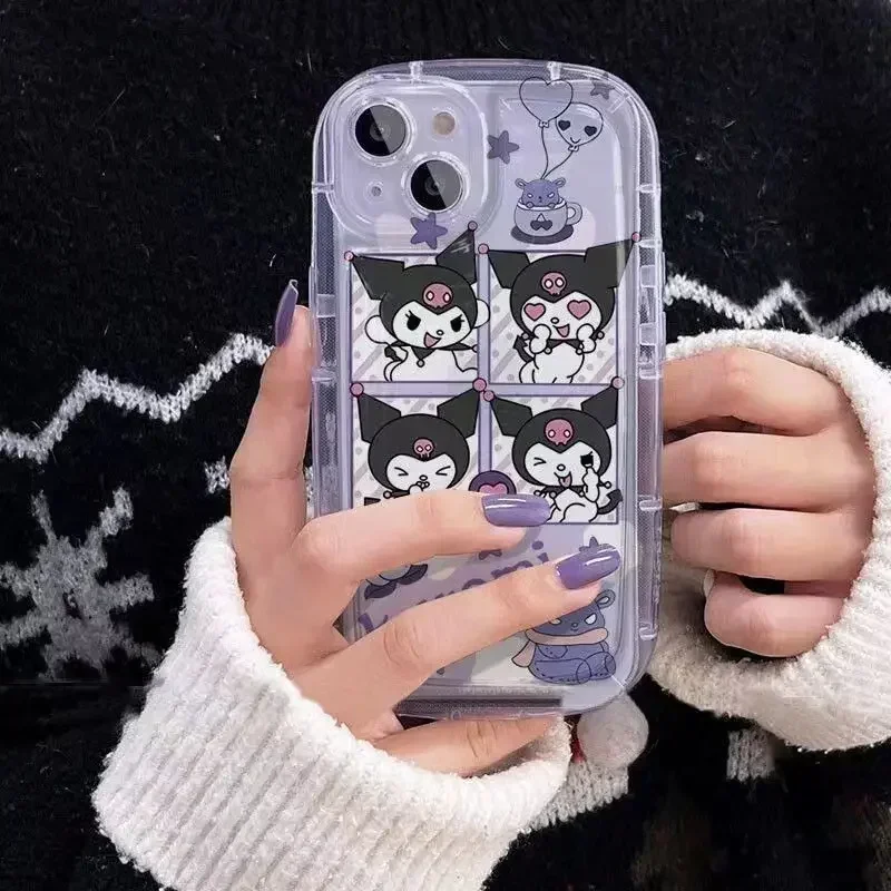 

Phone Case Sanrio Kuromi Melody For iPhone 11 12 13 14 Pro MAX 12 13 Mini X XS XR Max 6 6s 7 8 14 Plus Clear Luxury Cover Coque