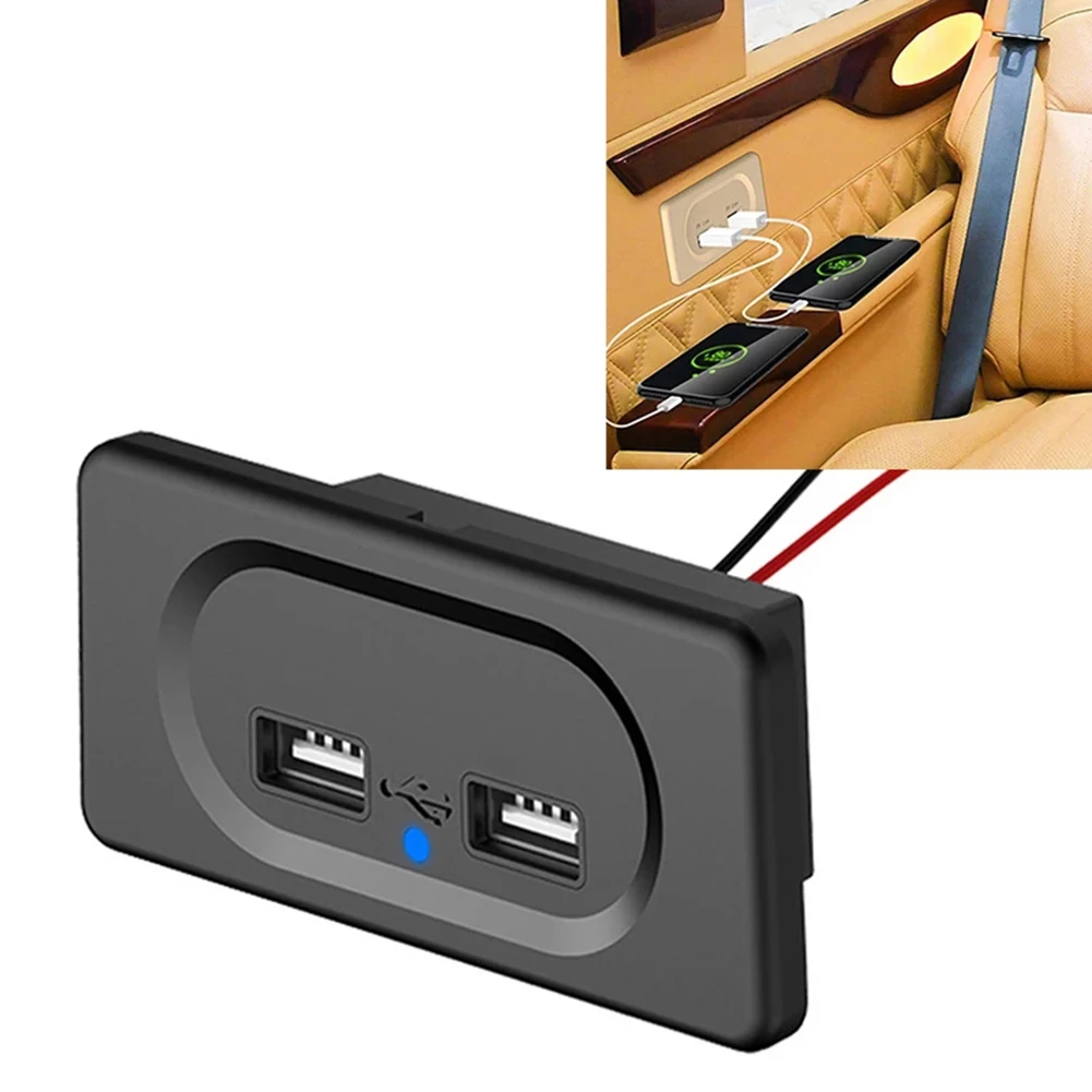 12-24V 31.1A Dual USB Charger Socket Panel, Marine Power Outlet for Boat Truck RV Off-road Vehicle