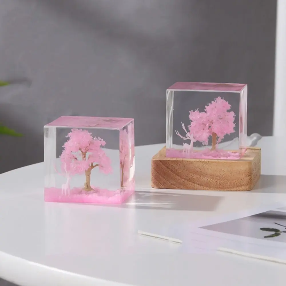 

White Elk Cherry Blossom Night Light Romantic USB Cherry Blossom Tree Lamp Wood Base Decorative Crystal LED Nightlights