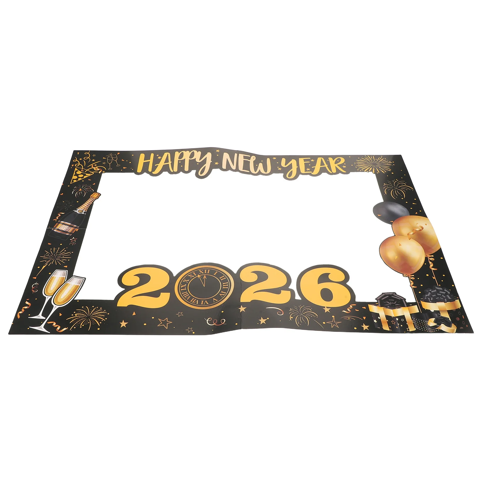 

New Year Photo Booth Frame 2026 Large Cardboard Selfie Prop Handheld Countdown Party Decor Nye Family Supplies