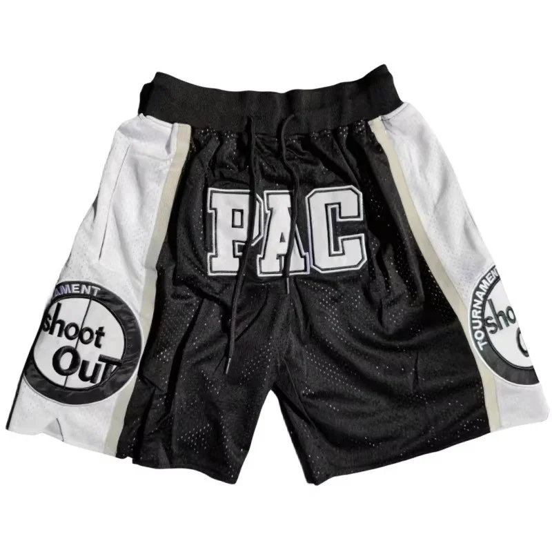 Four pocket retro mesh basketball shorts for sports, breathable, quick drying, logo sewing, embroidery