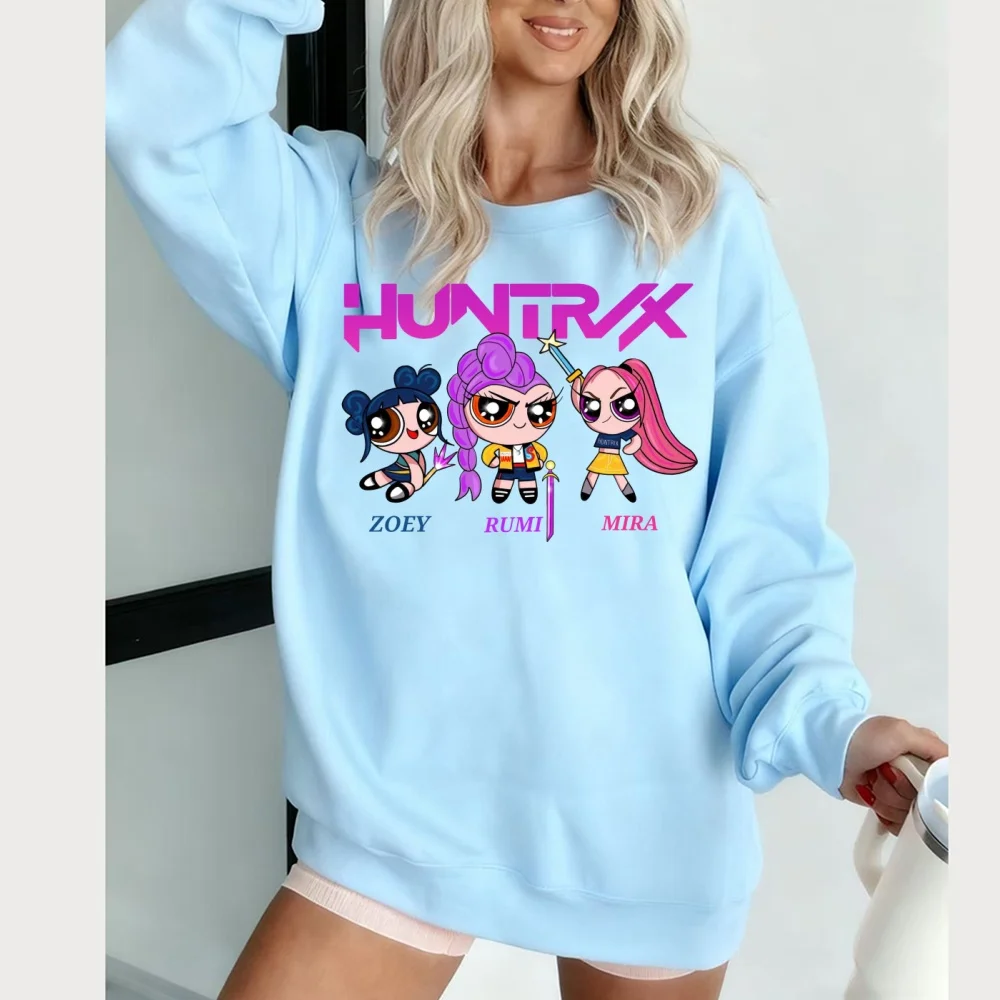 K-pop men's and women's fashion cartoon trend pullover hoodie witch hunting women's group sweater retro cool street top