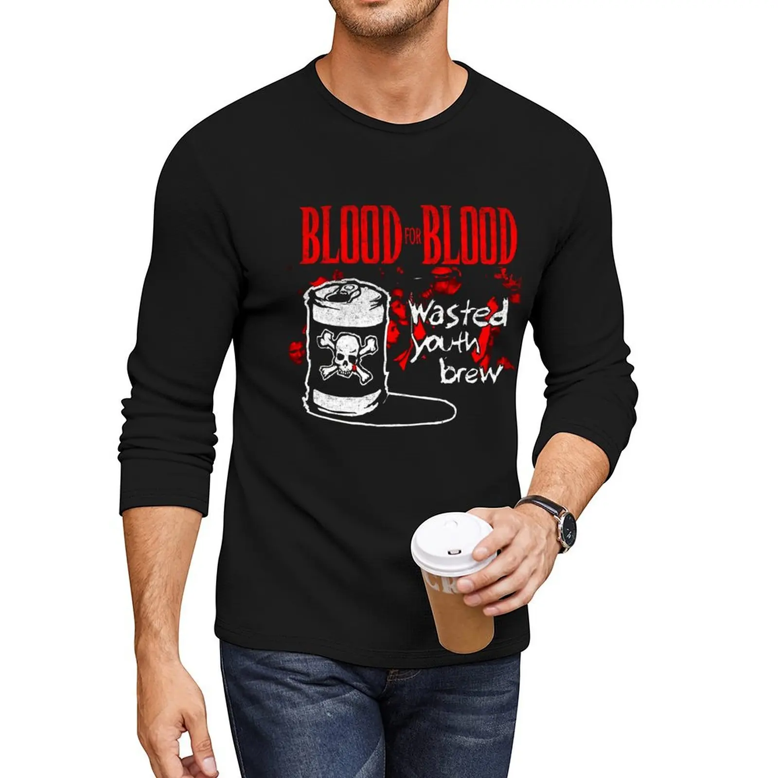 

Blood for Blood Halloween Long T-Shirt anime black t shirt men clothing