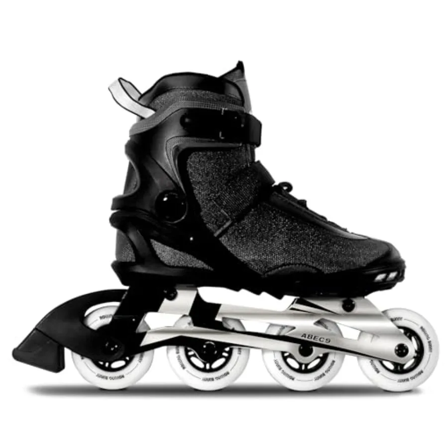 

Inline Skates PRO for Adult Women - ABEC-9 Bearing with Breathable Lining for Male Female, Optional Brake, Size W 6-9, Black