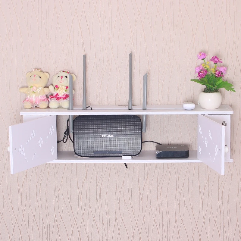 Router Storage Box TV Box Wall Mounted Shelf Bedroom Living Room Organizing Rack No Drilling Required Creative PVC Holder