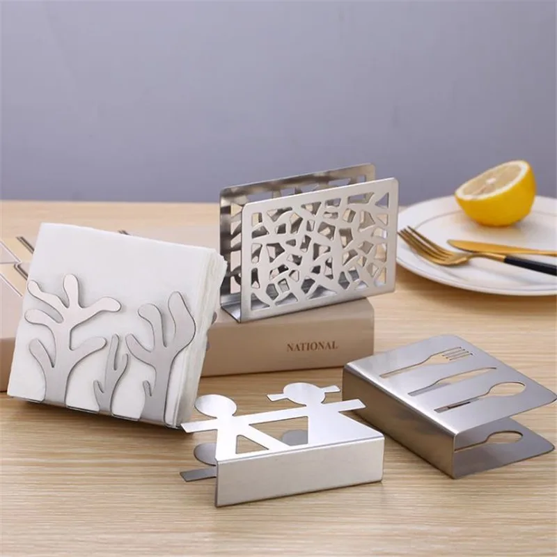 Stainless Steel Napkin Holder Napkin Clip Napkin Rack Box Serviette Holder Organizer Tissue Dispenser Storage Case Table Decor