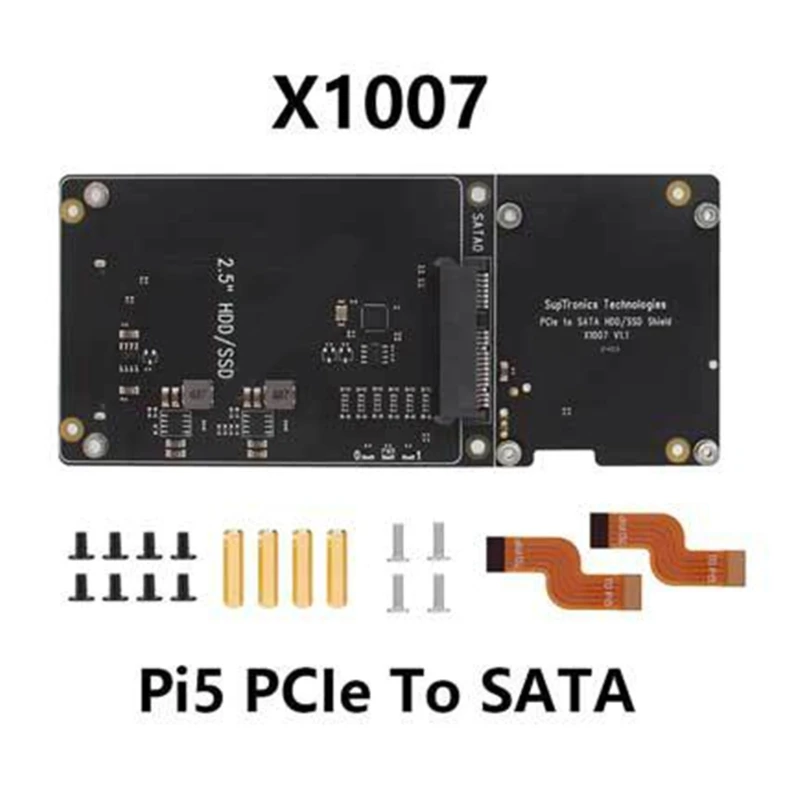 X1007 PCIe 2.5 HDD/SSD 拡張ボード、RPI 5 互換アダプターボード用のダブルストレージサポート付き