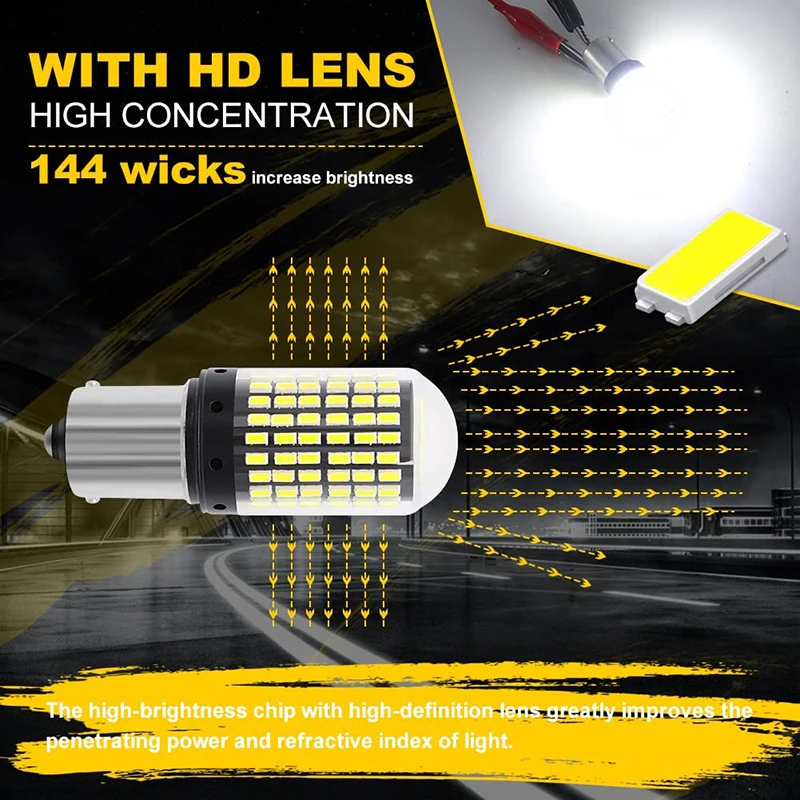 2/4 PCS 1156 BA15S BAU15D 7443 W21W LED Bulbs CANBUS 15W 12V 6500K White Super Bright Car Tail Brake Parking Turn Signal Lights