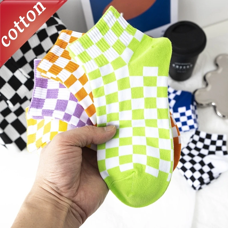 Damen Socken Plaid Koreanische Lustige Mode Hip Hop Harajuku Ankle Socken Bequeme Atmungsaktive Hochwertige Baumwolle Socken Für Mädchen