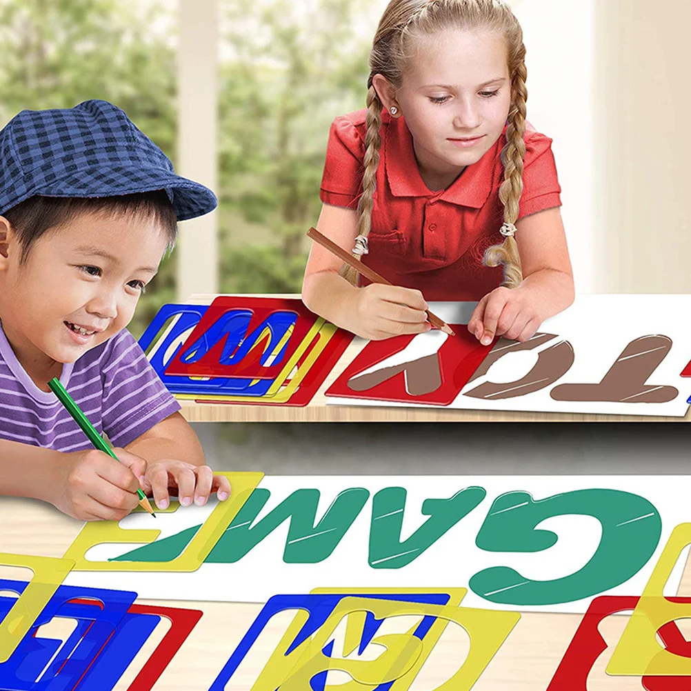 

1 Set Of Alphabet Number Painting Tools, Diy Drawing Templates, Hollow Out Letter Stencil For Art Craft, Plastic Painting