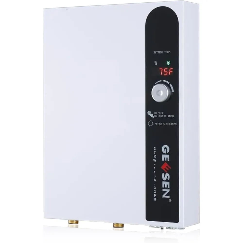 

Tankless Water Heater Electric 27kW 240V, Instant On Demand Endless Hot Water Heater with Digital Temperature Display Point