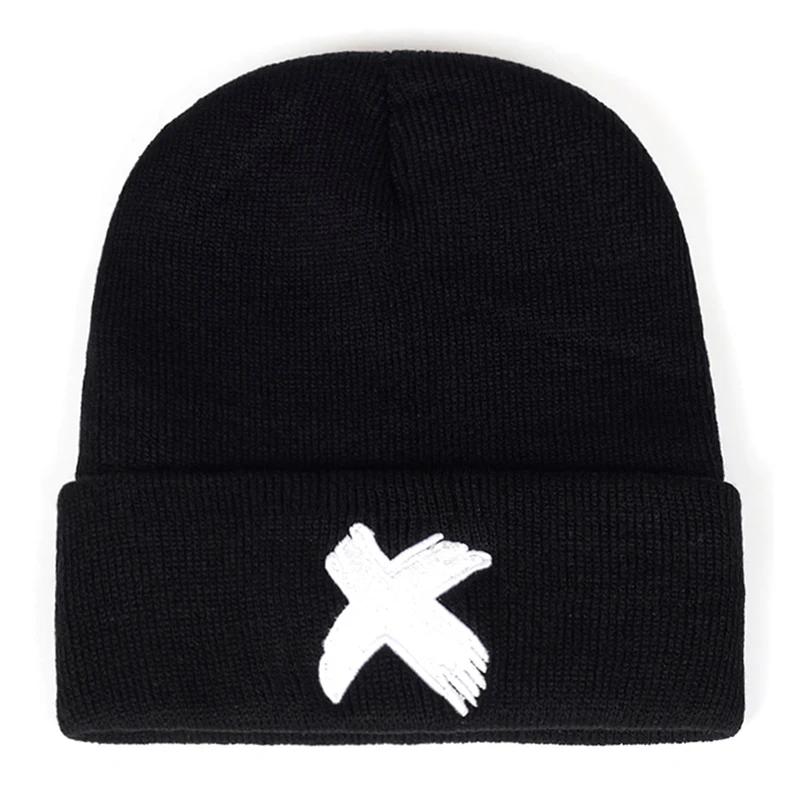 2025 جديد بسيط الإبداعية محبوك قبعة X المطرزة الهيب هوب قبعة في الهواء الطلق اليومية ركاب الديكور قبعة الفول للجنسين قبعة بلا حدود