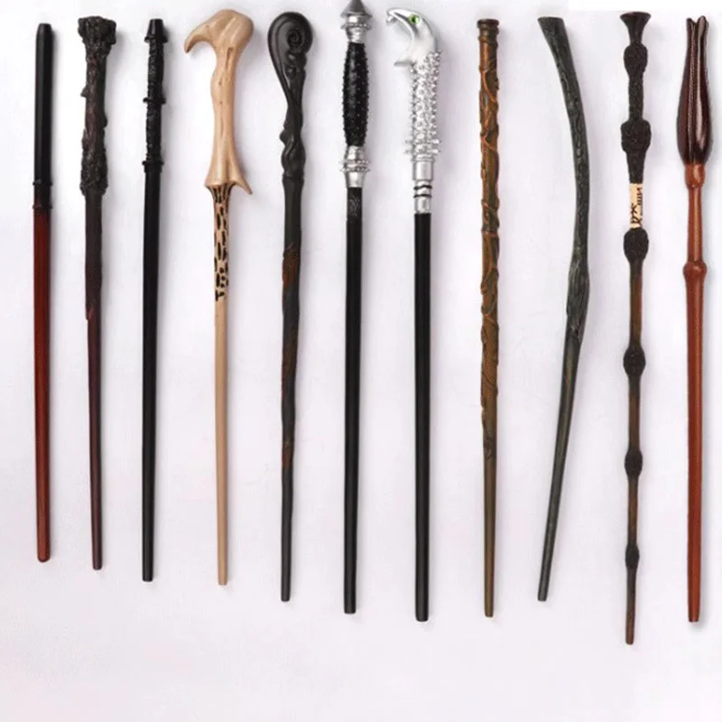 35-42cm Metal Core Potters Magic Wand 20 Species Cosplay Dumbledore Voldemort Malfoy Snape Wands Toys Ticket Badge As Free Gift