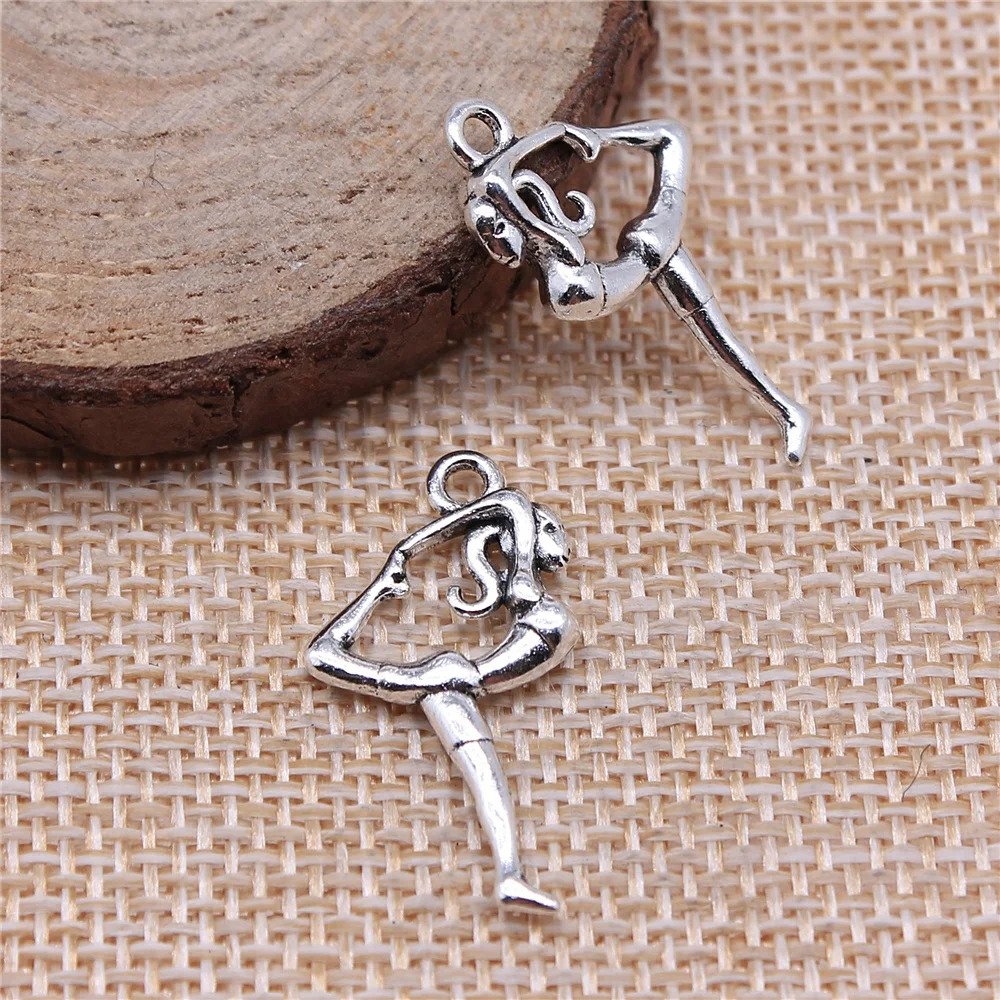 WYSIWYG 10pcs 14x26mm Dancing Charms Pendant For Jewelry Making Antique Silver Color Alloy Jewelry Accessories