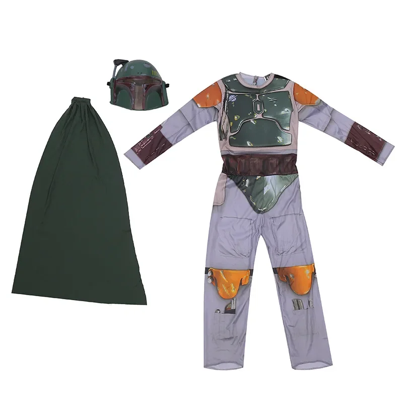 Boba Fett Costume Helmet Mask Kids Boys Superhero Cosplay Jumpsuit Suit Halloween Costume Planet Wars Carnival Party Clothing