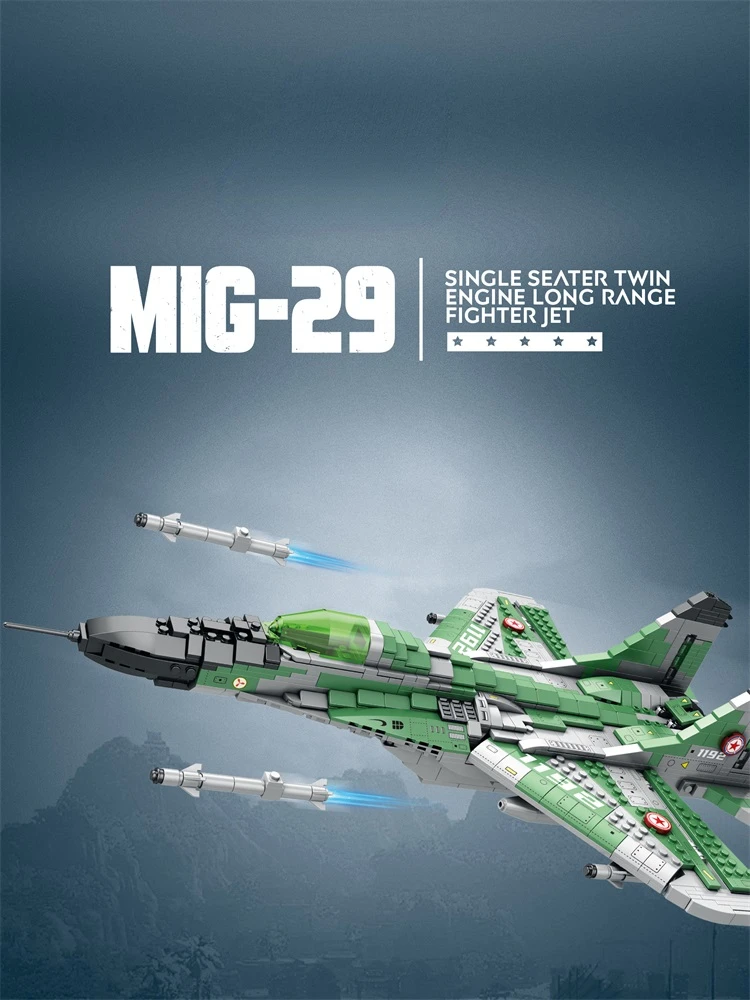 Military 1397PCS MIG 29 Fighter Jet Model Building Blocks Bricks toy for Boy Adult