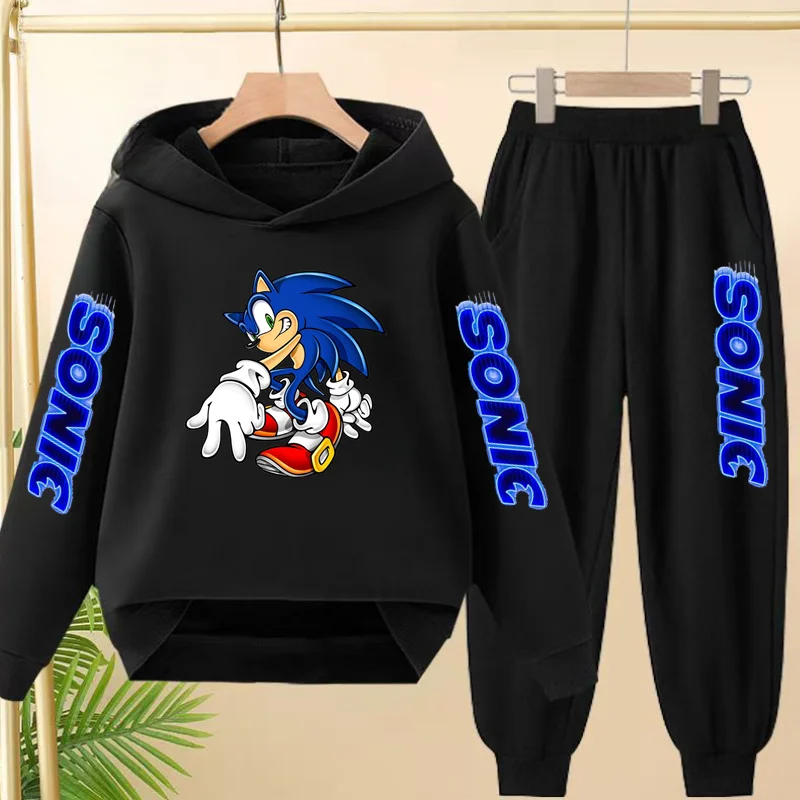 

Classic Fashion Handsome Anime 3-12 Age Children Outerwear Hoodie+Pants Pullover Hooded Autumn Winter Sportswear Two Piece Set