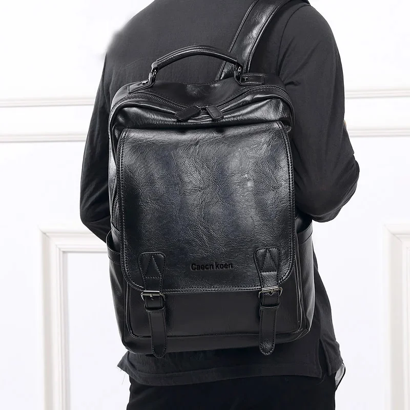 High Capacity Luxury Backpack For Men Business Soft Leather Travel Simple Student School bag Male Casual Laptop Bag