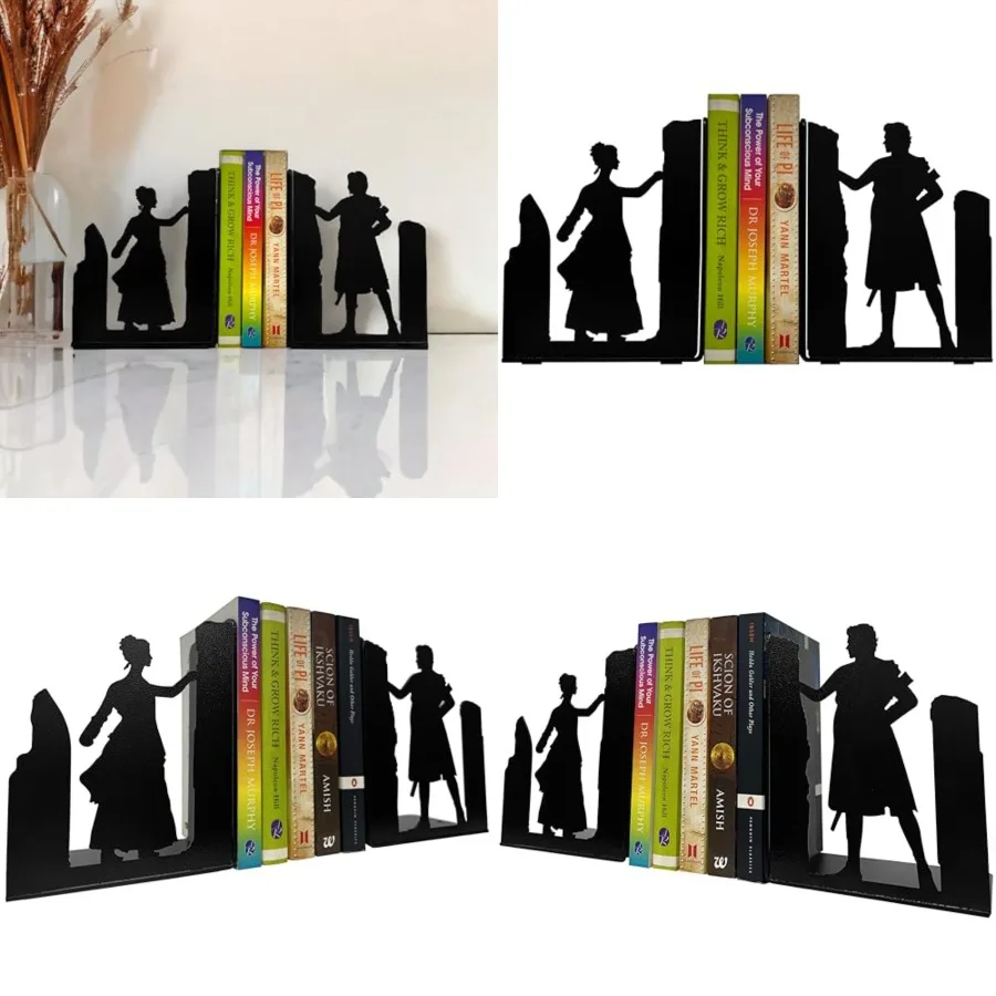 

Decorative Couple Bookends, Metal, Unique, Non Skid - 7 Inch Tall for Home/Office Decor